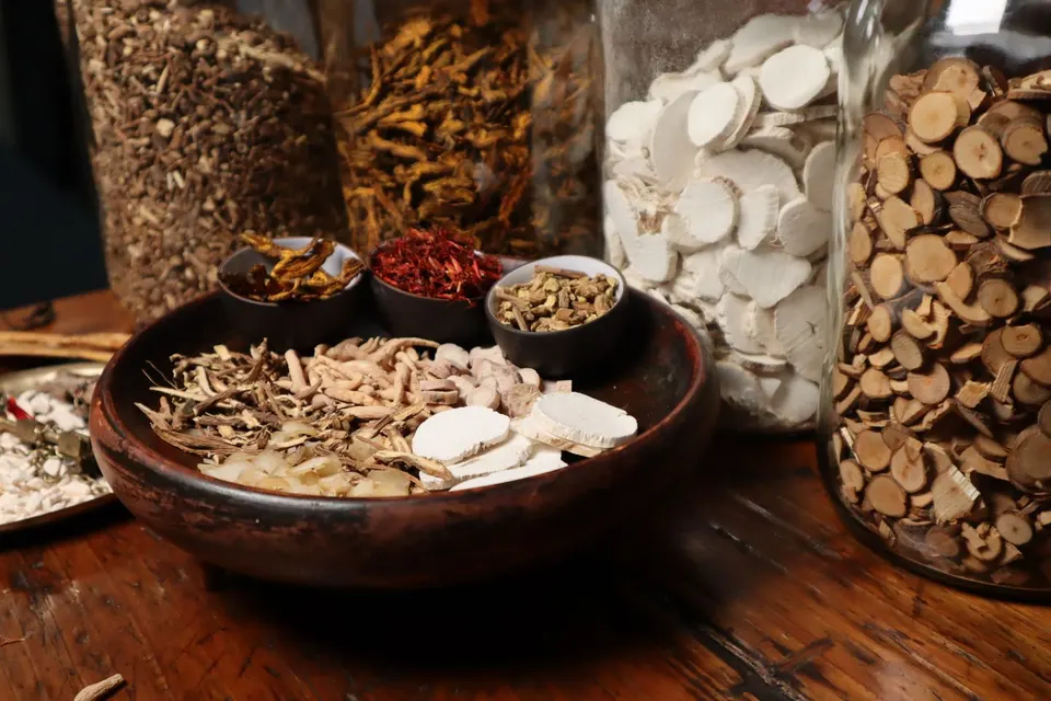 Getrocknete Kräuter und Zutaten der Traditionellen Chinesischen Medizin